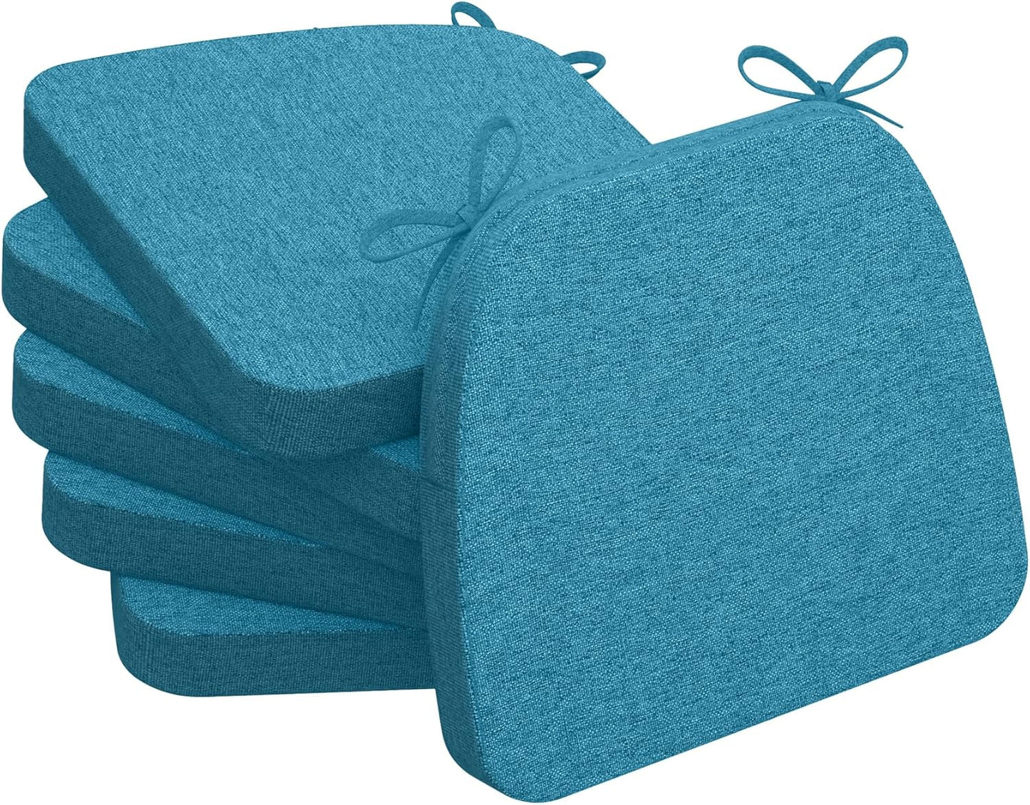 D-Shaped Chair Cushions for Dining, 2 Thick, Set of 6, Teal