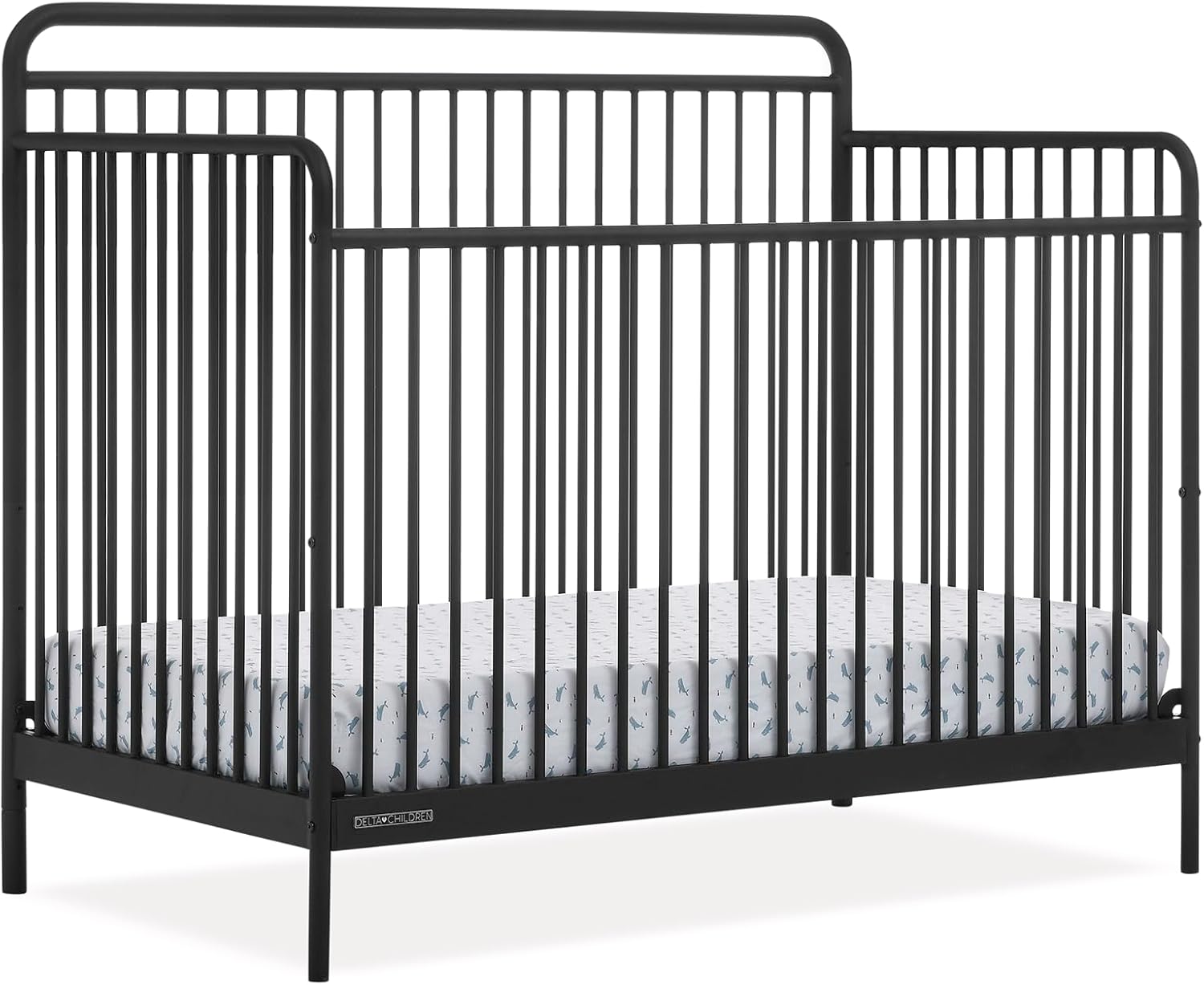 Delta Children Hayden 5-in-1 Convertible Metal Crib in Matte Black
