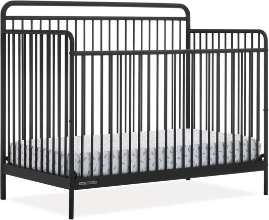 Delta Children Hayden 5-in-1 Convertible Metal Crib in Matte Black