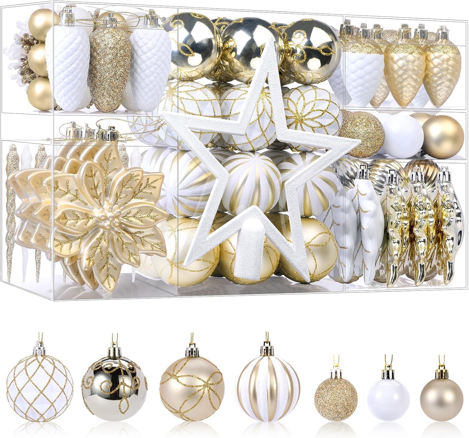 SHareconn 106PCS Christmas Balls Ornaments Set for Holiday Decor