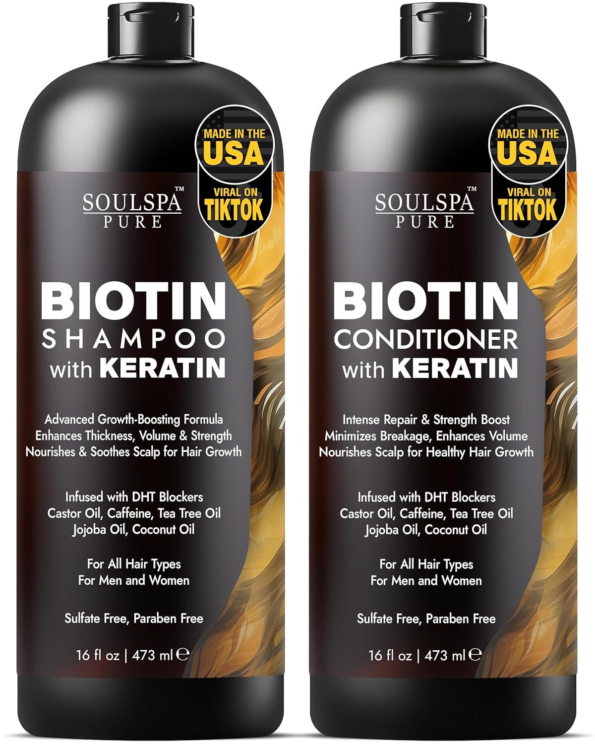 Sulfate-Free Biotin & Keratin Hair Growth Duo - DHT Blockers - 16oz