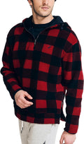 Nautica Printed Faux Shearling Quarter-Zip Hoodie - Cozy Plaid