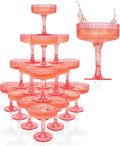 ACRYLIC Champagne Tower - 20 Pink Flutes for Parties & Events