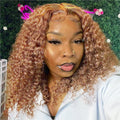 Curly BOB Wig Human Hair 200 Density 5x5 HD Lace Closure - Light Brown