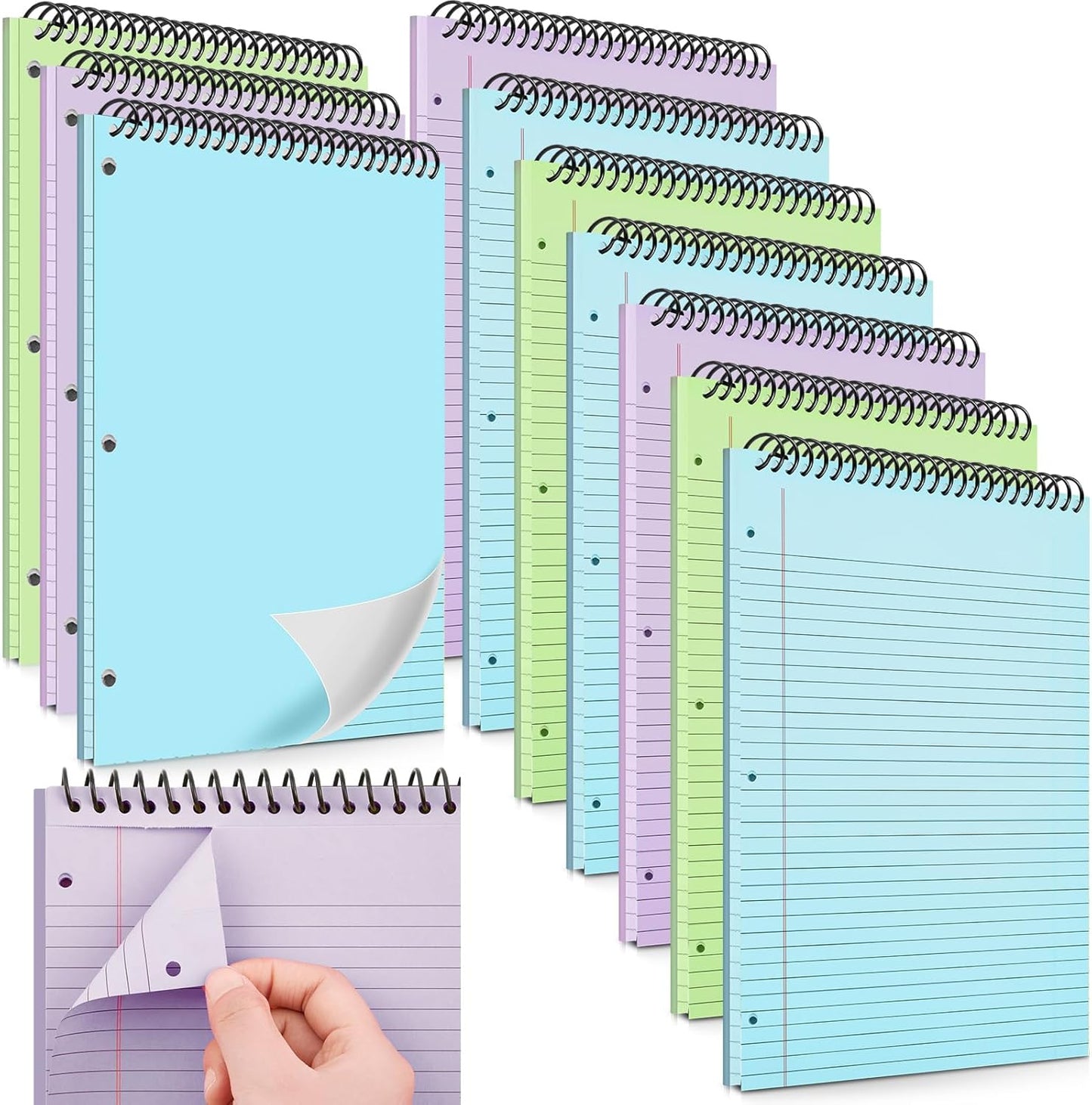 Top Spiral Notebook 10 Packs 8.5 in x 11 in for Note Taking