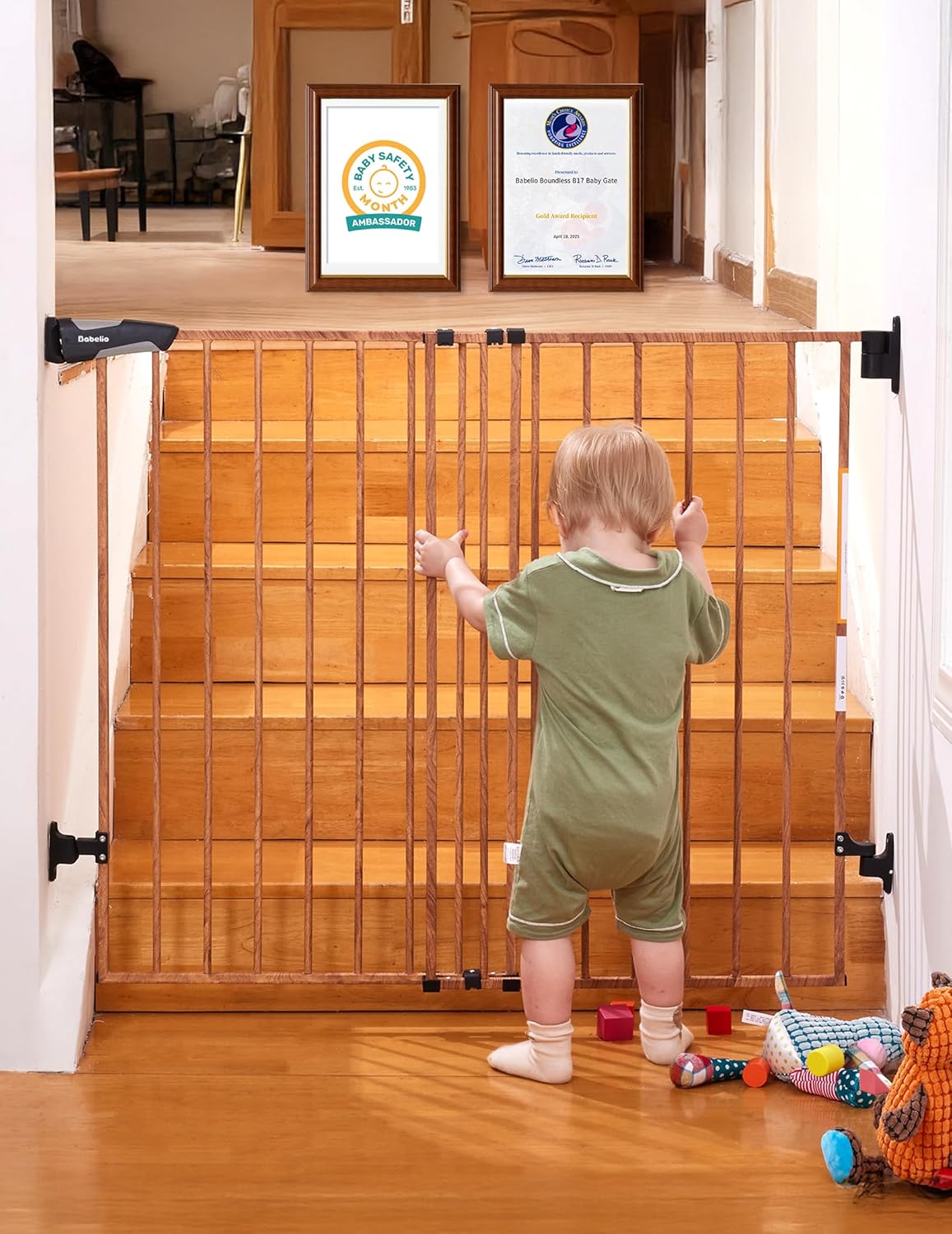 Babelio 34 Inch Extra Tall Baby Dog Gate with Walk Thru Door