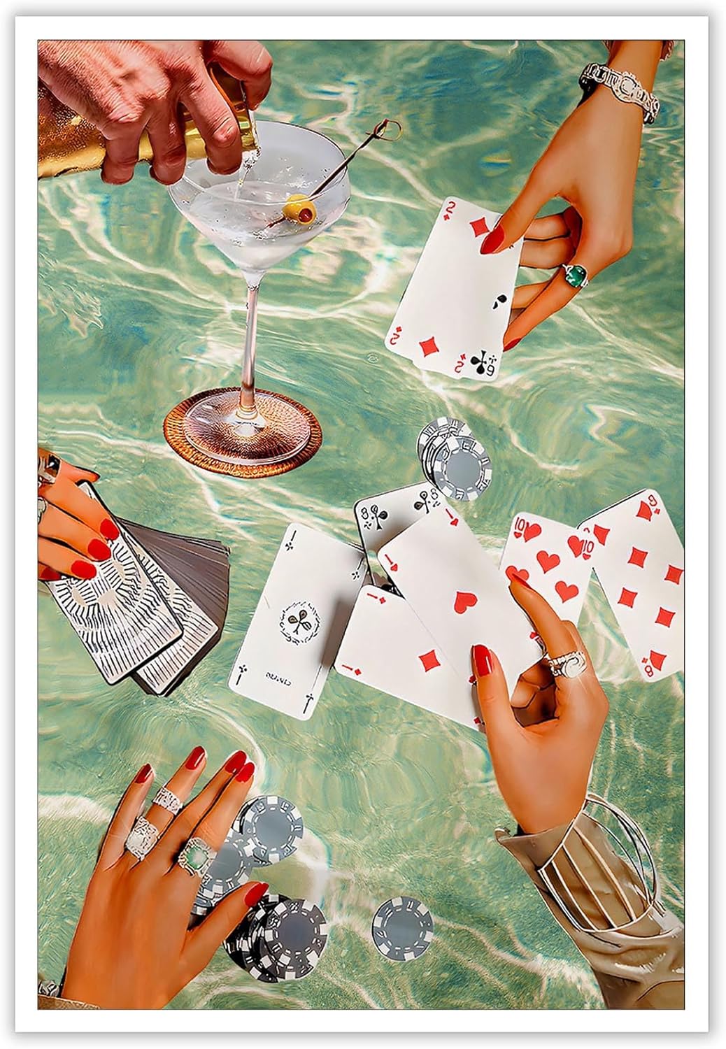 Chic Poker Night & Pool Party Canvas Wall Art