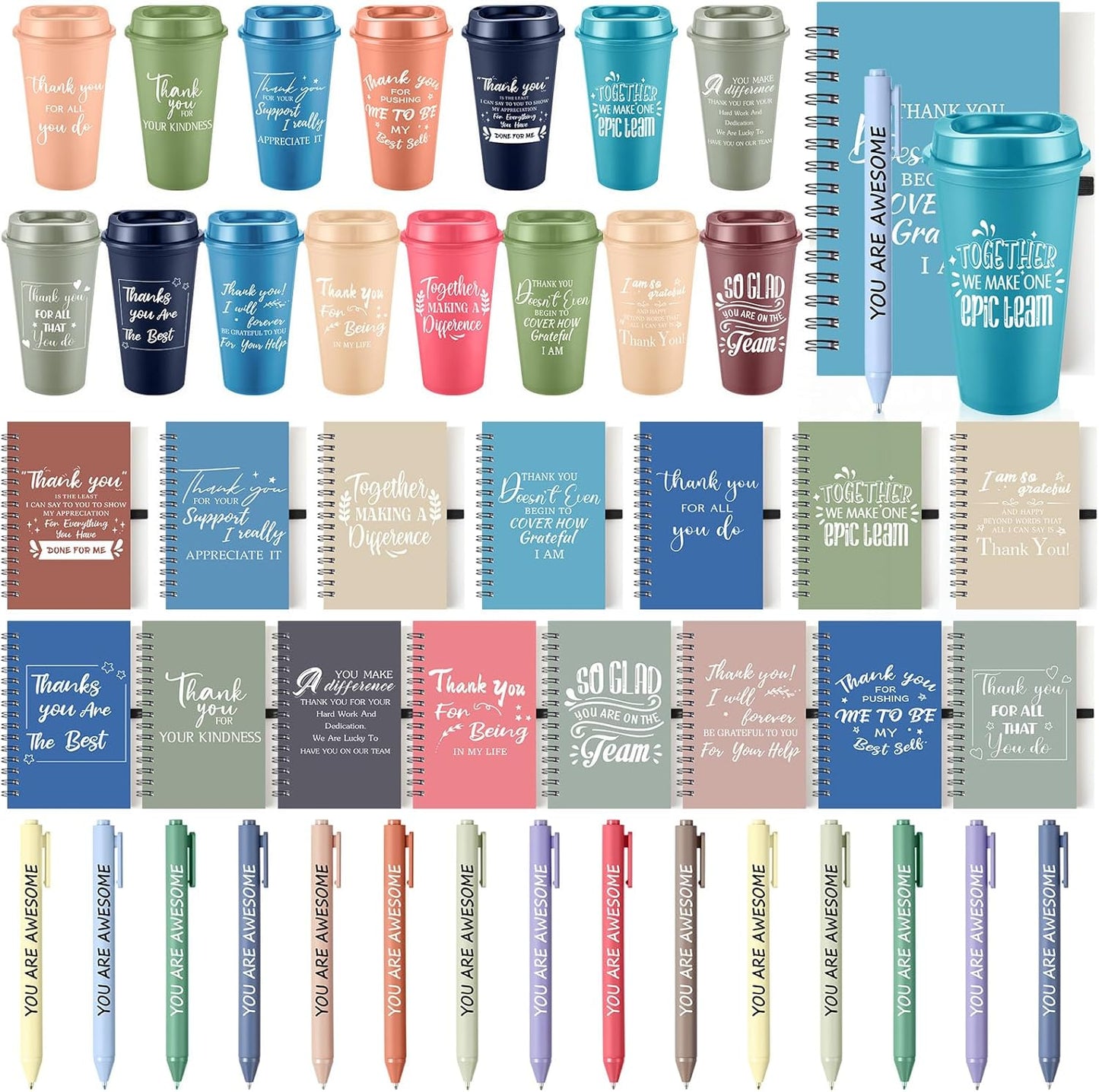 45 Pcs Employee Appreciation Gift Set with Tumblers and Notebooks