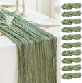 Sage Green Cheesecloth Table Runner 10 Pack 10ft - Rustic Table Decor