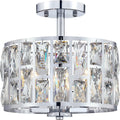 MEXO Farmhouse Crystal Round Semi Flush Mount Ceiling Light - Modern