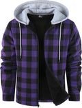 ZITY Flannel Jacket for Men Fleece Plaid Hoodie Zip Up - Warm Winter