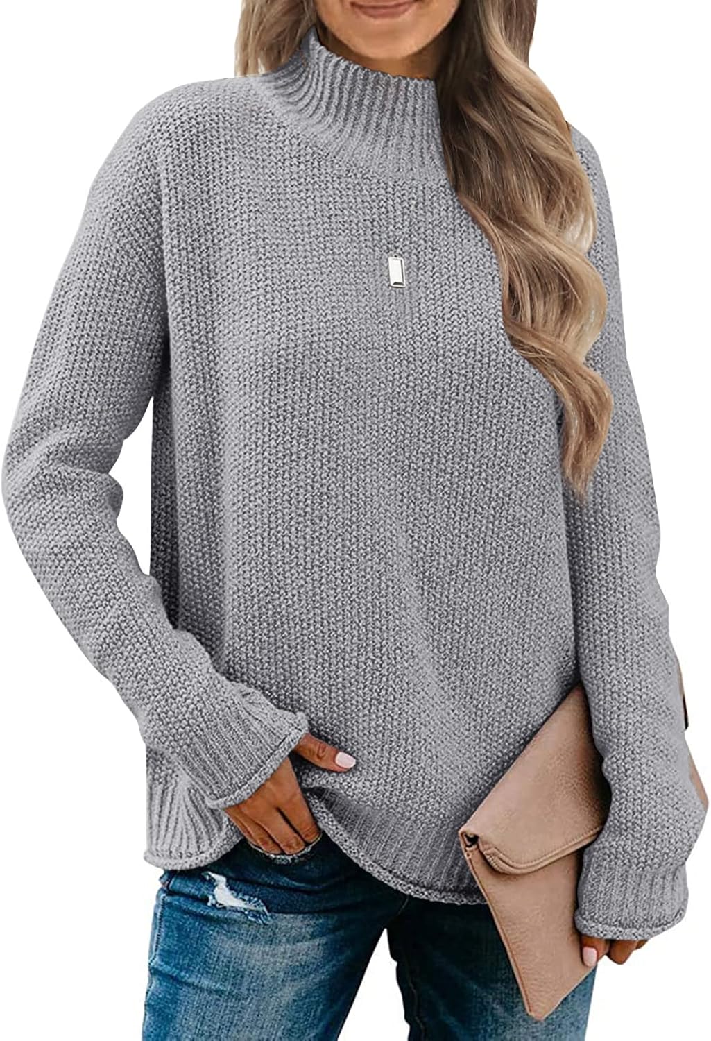 MEROKEETY Women's Turtleneck Long Sleeve Sweater for Fall