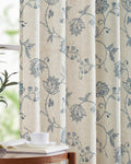 jinchan Linen Curtains Floral 84 in Length - Light Filtering Drapes