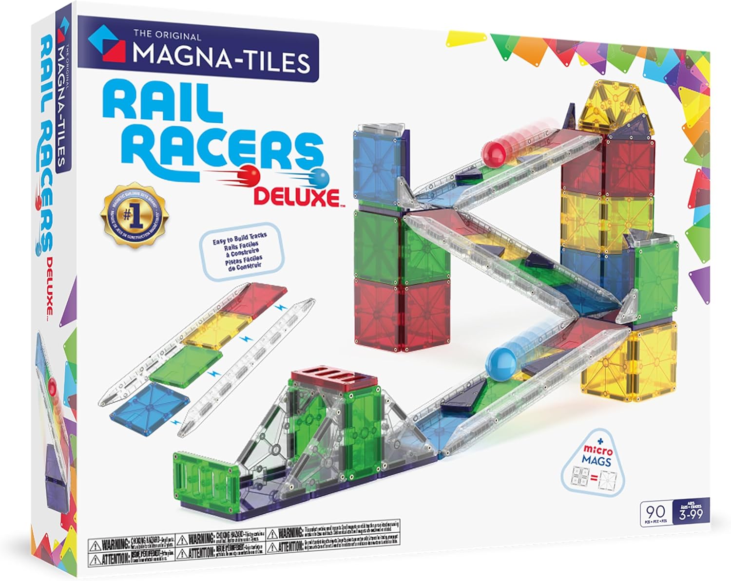 MAGNA-TILES Rail Racers Deluxe 90-Piece Magnetic Set for Kids