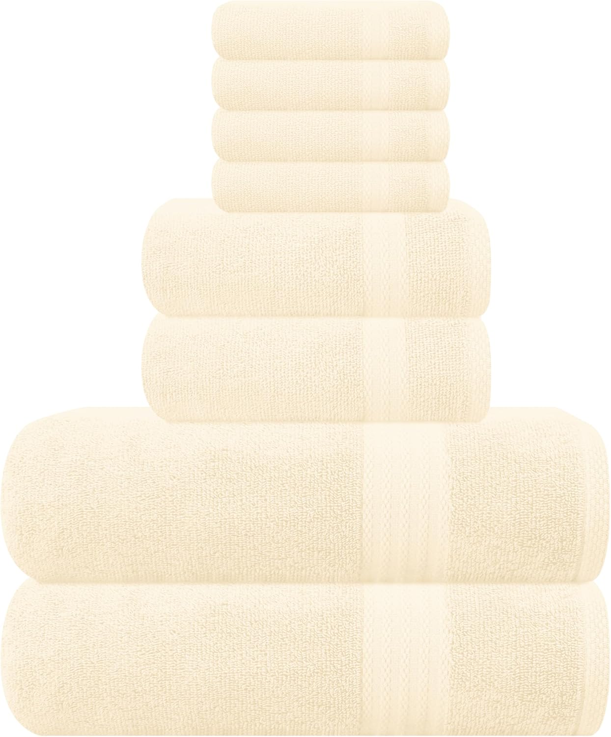 GLAMBURG Ultra Soft 8-Piece Towel Set for Luxurious Comfort