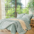 MUXHOMO Cal King Comforter Set Sage Green Floral Print - Ultra Soft