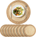 15in Round Hand-Woven Natural Placemats - Rustic Boho Table Set