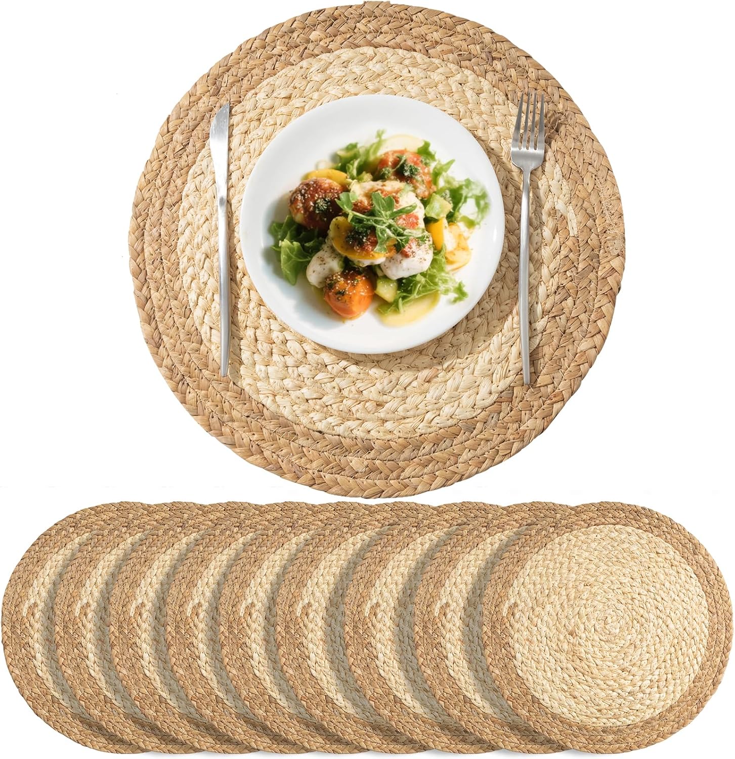 15-inch Hand-Woven Natural Placemats for Rustic Table Decor