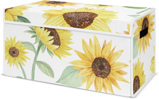 Sweet Jojo Designs Sunflower Boho Floral Toy Bin for Kids Room