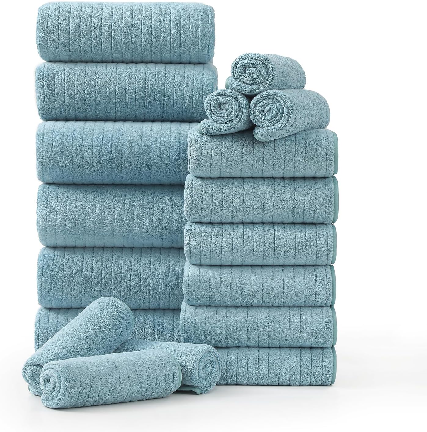 18 Piece Family Bath Towel Set for Luxurious Home Spa Experience