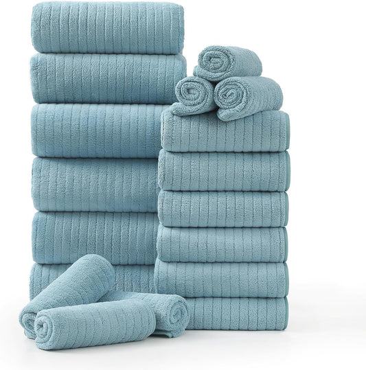 18 Piece Family Bath Towel Set for Luxurious Home Spa Experience