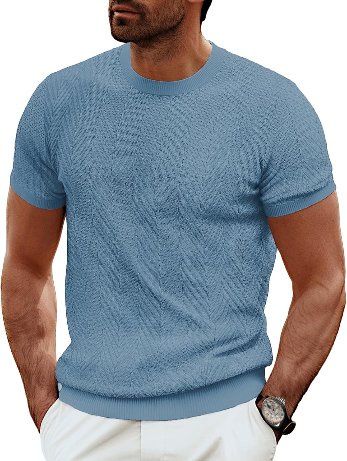 PJ PAUL JONES Men's Short Sleeve Knit T-Shirts for Casual Style