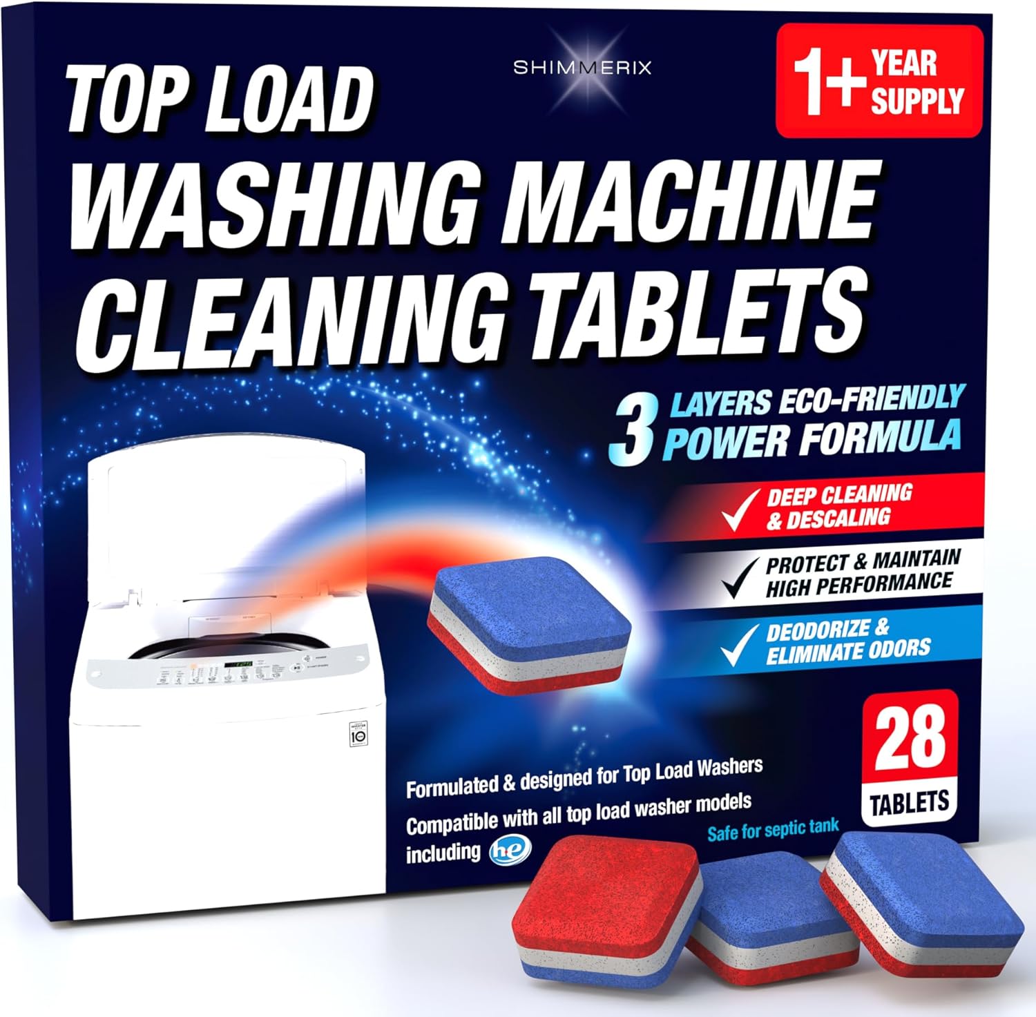 Septic Safe Washer Tabs - Eco Clean & Deodorize - 1 Yr Supply