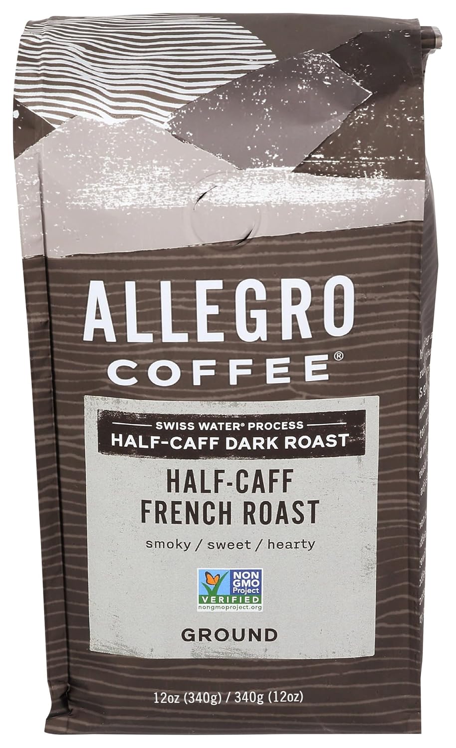 Allegro Half Caff French Roast Coffee | 50% Less Caffeine | 12 oz