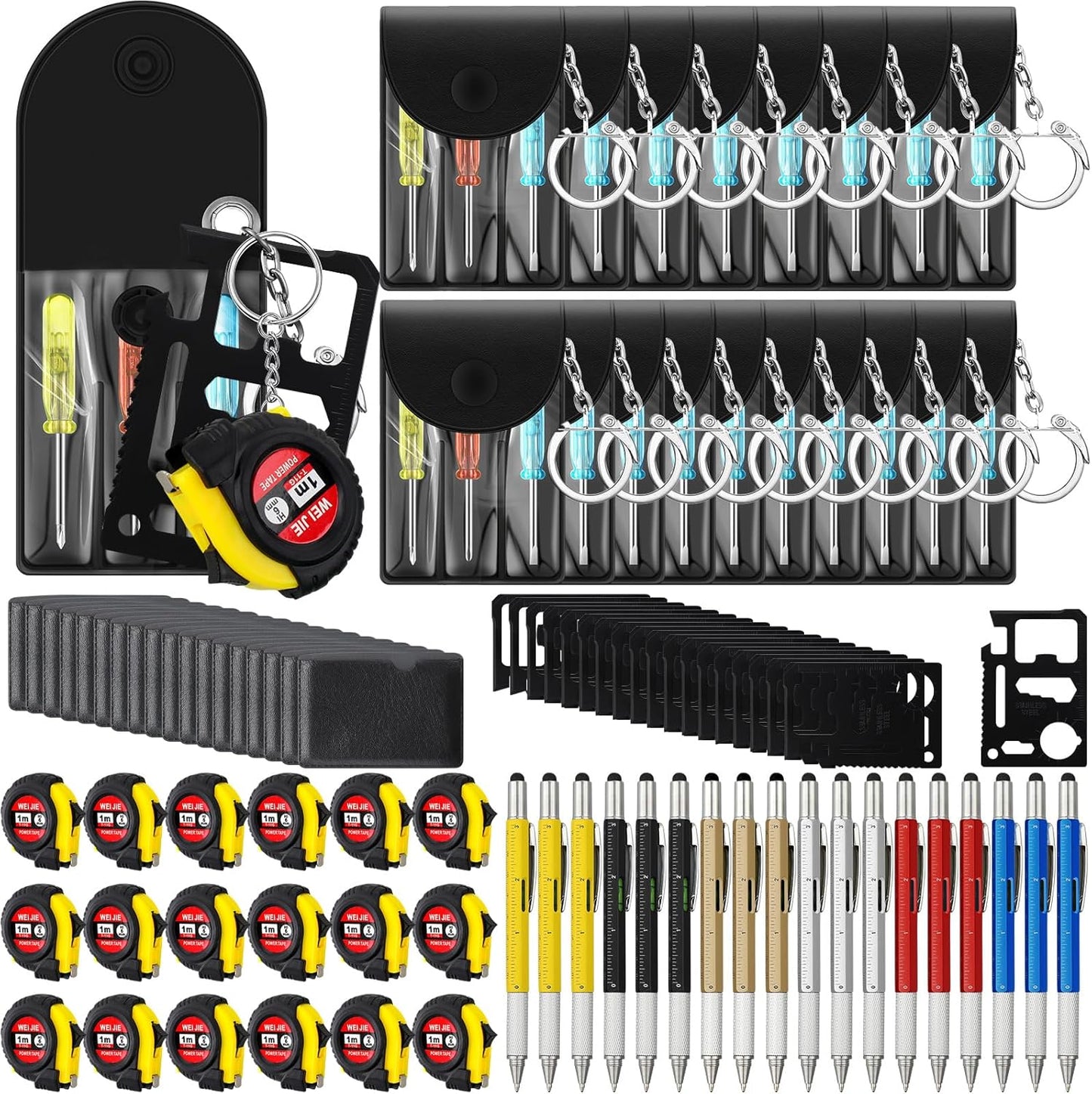 72 Pcs Mini Tape Screwdriver Keychain Set for Men Gifts
