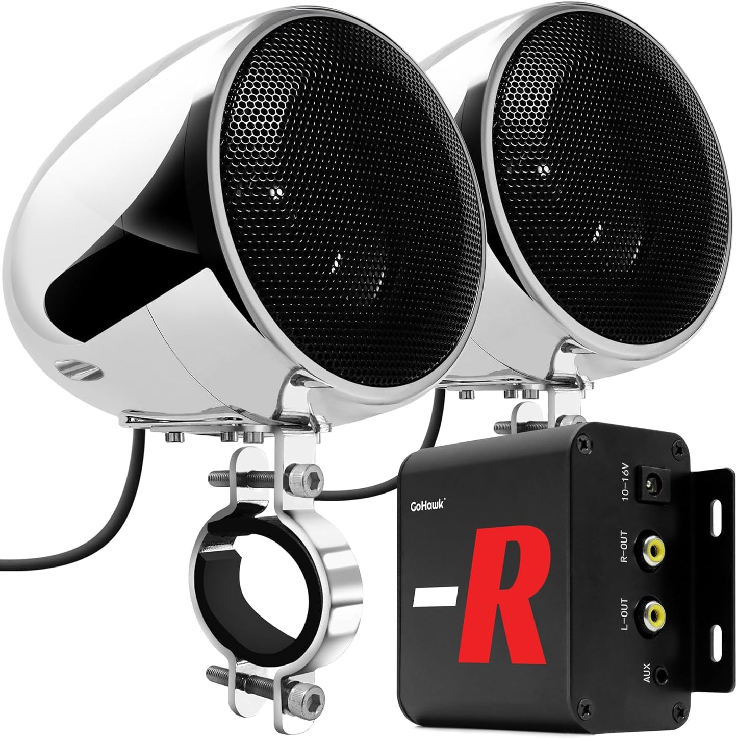 GoHawk Bluetooth Motorcycle Speakers with Amplifier for Sound