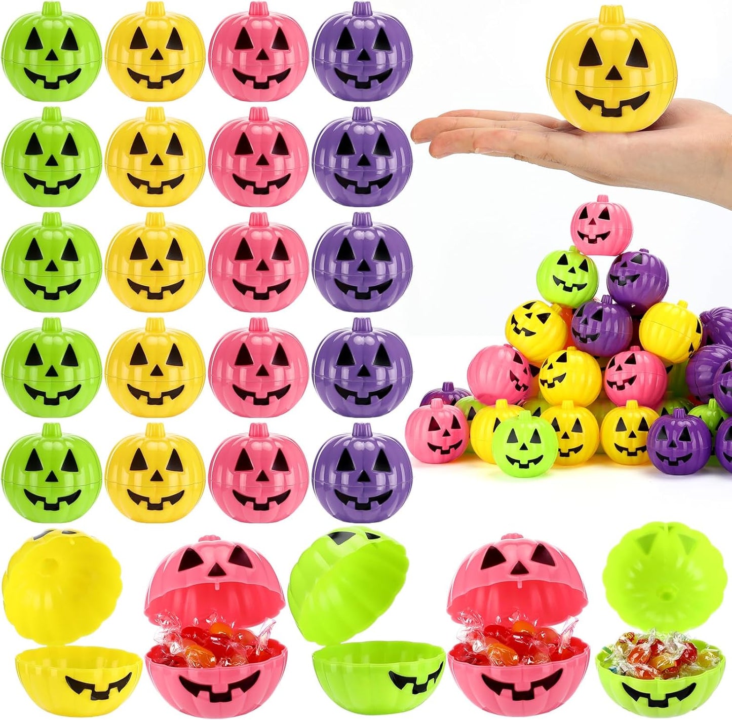 Lallisa 120 Pcs Halloween Pumpkin Containers for Parties