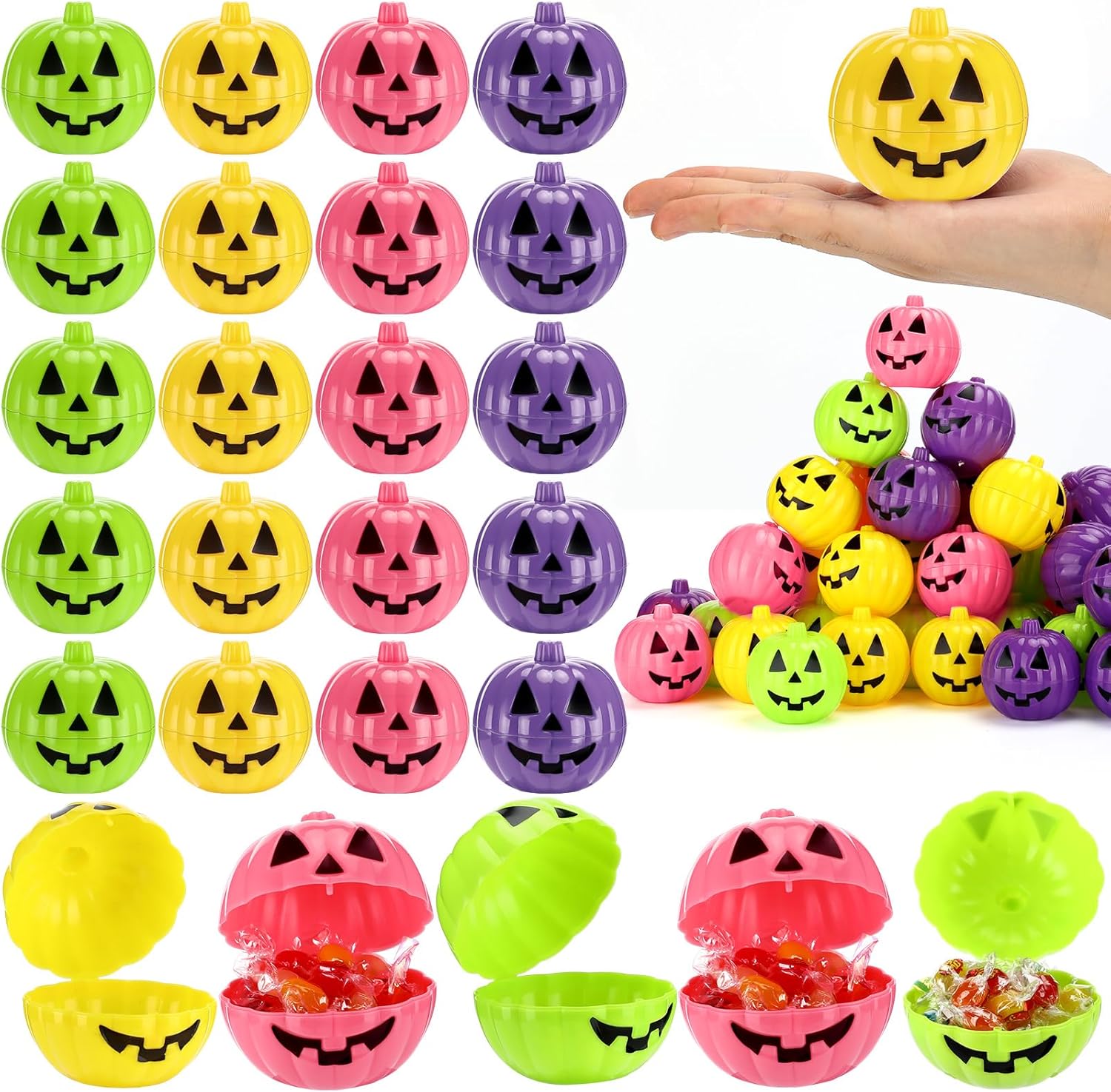 Lallisa 120 Pcs Halloween Pumpkin Containers for Parties