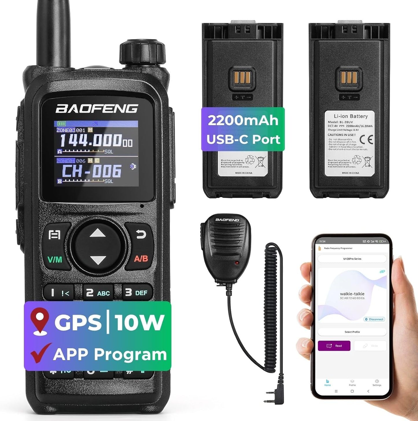 BAOFENG UV-28 Plus Ham Radio Handheld with GPS & APP Programming