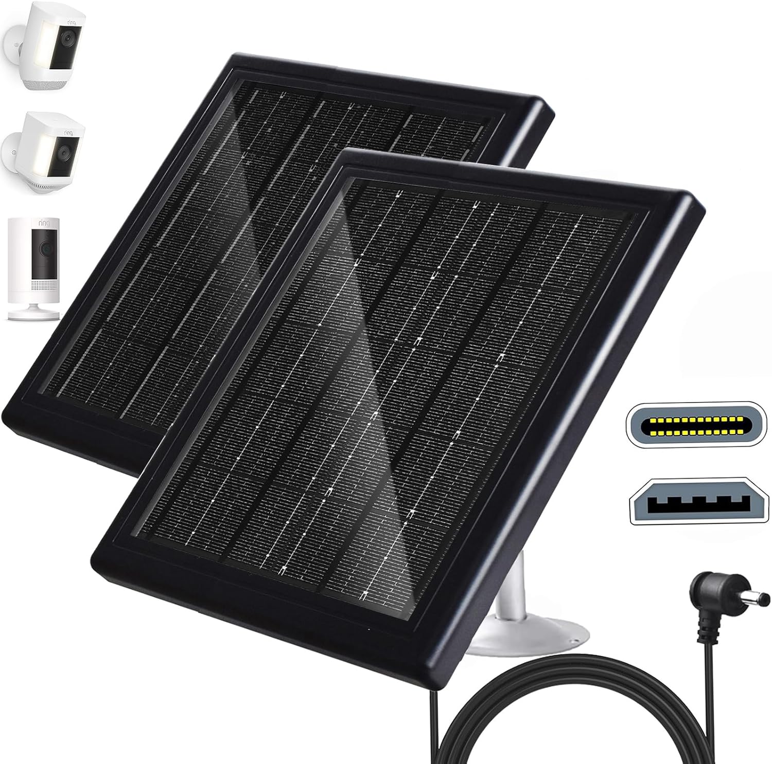 Solar-Powered Ring Camera Charger Duo - All-Day Surveillance Power!