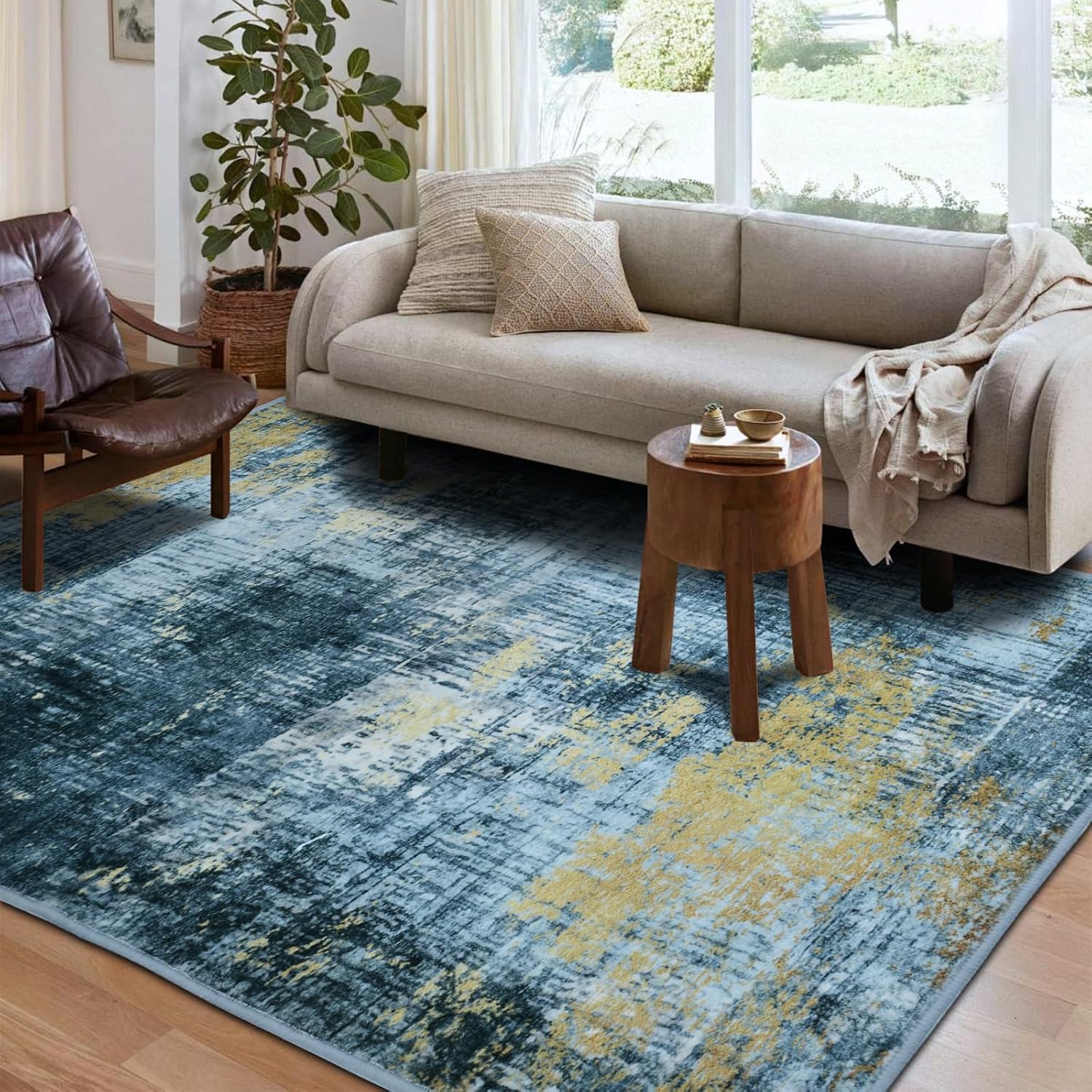 5x7 Area Rug for Living Room - Washable Non Slip Carpet