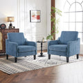 Mid Century Modern Accent Chair Set of 2 - Navy Blue Chenille Comfort