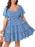 Womens Plus Size Mini Dress Sweetheart Neckline - Flowy Tiered Fit