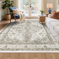Boho Vintage Area Rug 5x7 Grey Taupe - Machine Washable Low Pile