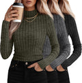 3 Pack Women's Mock Turtleneck Sweaters - Lightweight Ribbed Pullovers