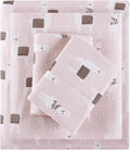 Cozy Soft 100% Cotton Flannel Print Animals Stars Bedding Set
