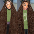Chocolate Brown 13x6 Deep Wave Lace Front Wig 28in - Natural Density