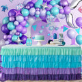 14ft Mermaid Table Skirt Purple Ruffle Tablecloth - Party Dessert