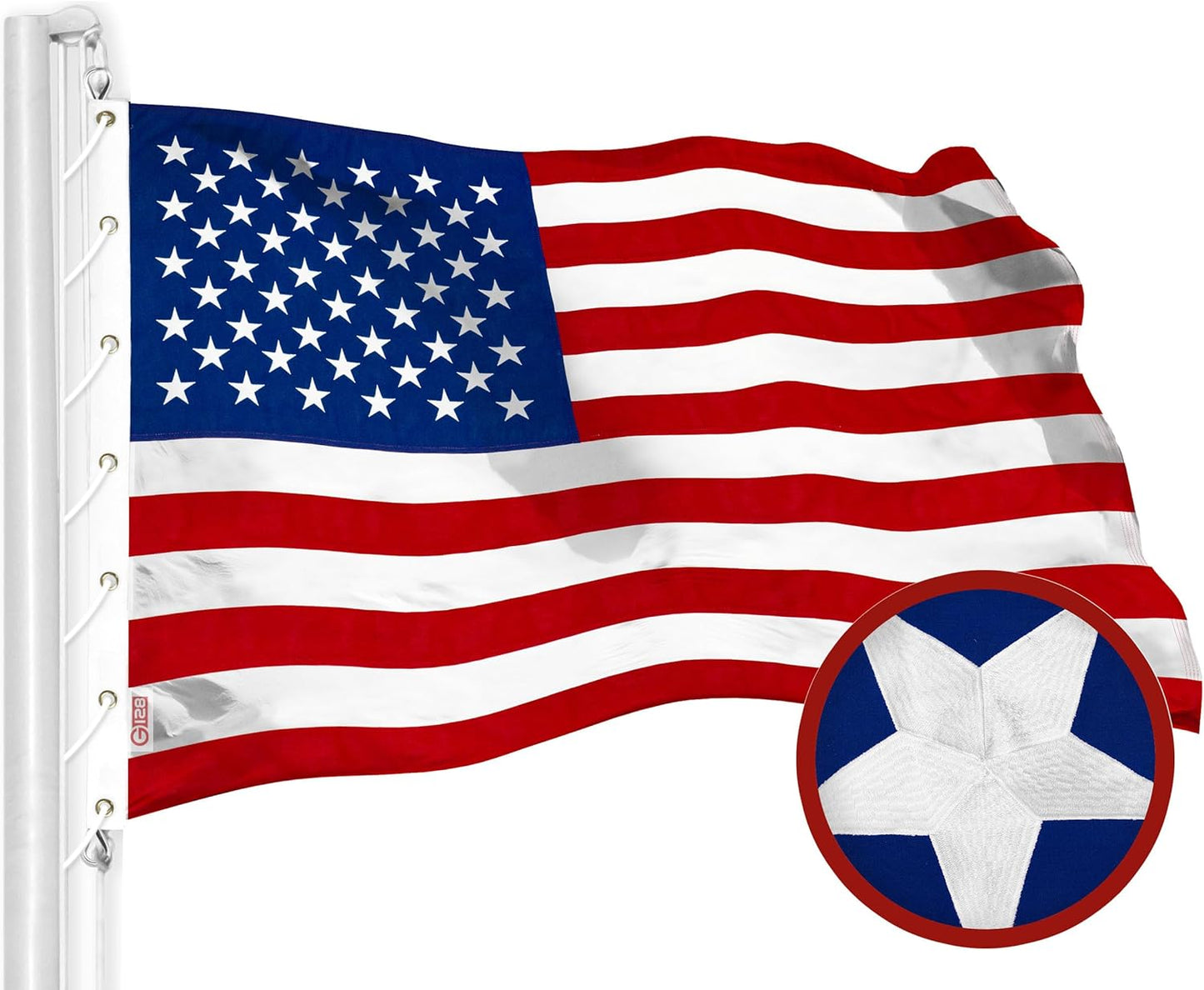 G128 American USA Flag 20x38 Ft Heavy Duty Embroidered Design