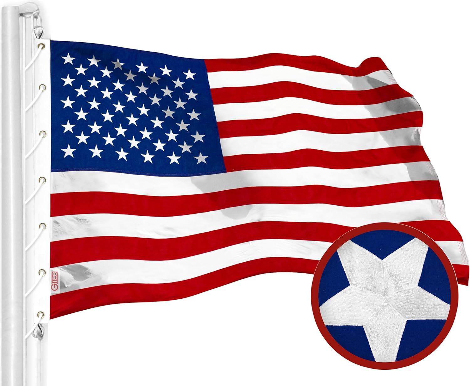 G128 American USA Flag 20x38 Ft Heavy Duty Embroidered Design