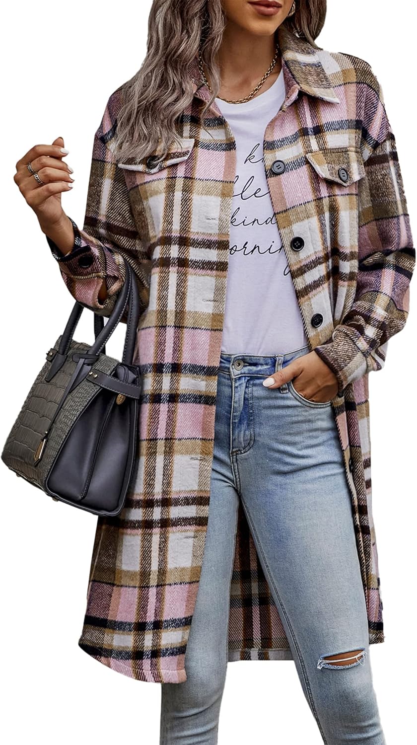 Womens Plaid Shacket Jacket for Fall Fashion and Winter Style