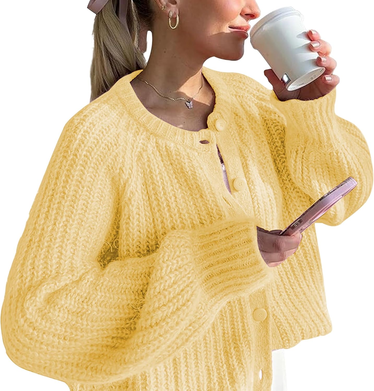 Chunky Knitted Cardigan Sweaters for Women - Open Front Style