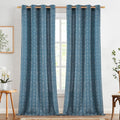 Boho Curtains Linen Blend 108 in Length - Semi Sheer Striped Drapes