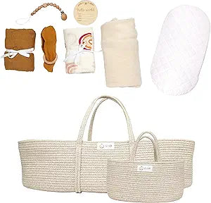 Handmade Baby Changing Basket Set with Waterproof Pad & More