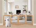 LZRS 4-Panel Extra-Wide Wooden Freestanding Dog Gate - Stylish