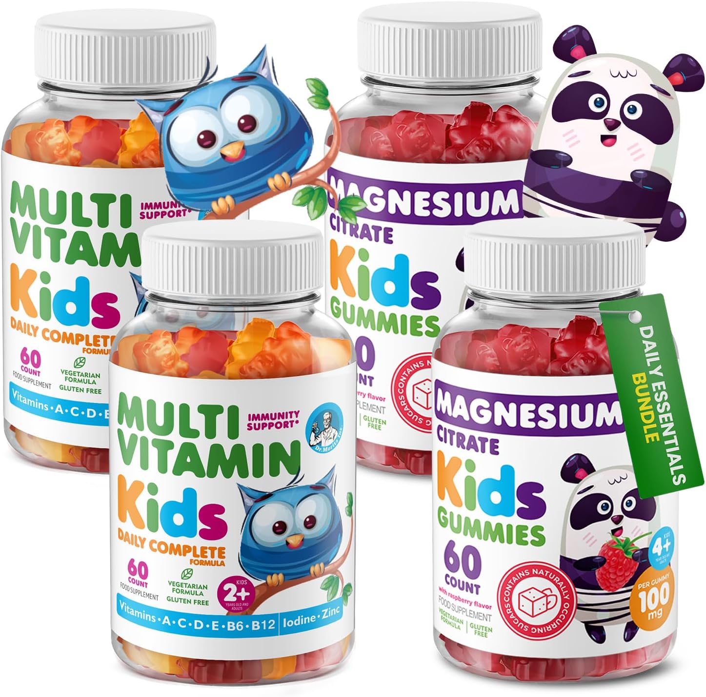 Kids Magnesium Gummies and Multivitamin Bundle for Health